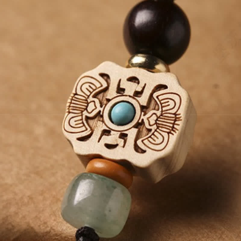 Buddha Stones Red Sandalwood Green Sandalwood Om Mani Padme Hum Blessing Chinese Coin Money Bag Design Serenity Keychains - image 19