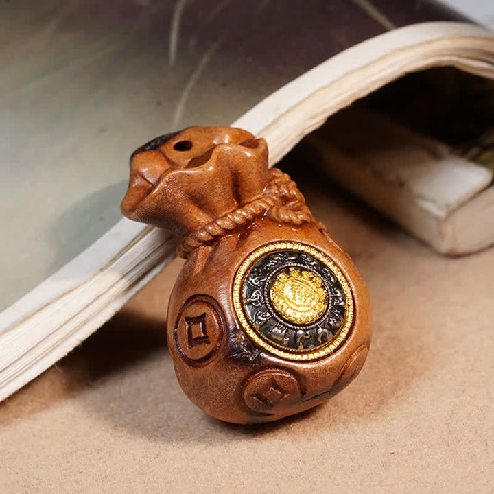 Buddha Stones Lightning Struck Jujube Wood Money Bag Chinese Coin Protection And Wealth Keychains - image 5