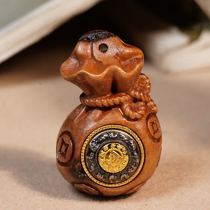Buddha Stones Lightning Struck Jujube Wood Money Bag Chinese Coin Protection And Wealth Keychains - image 6