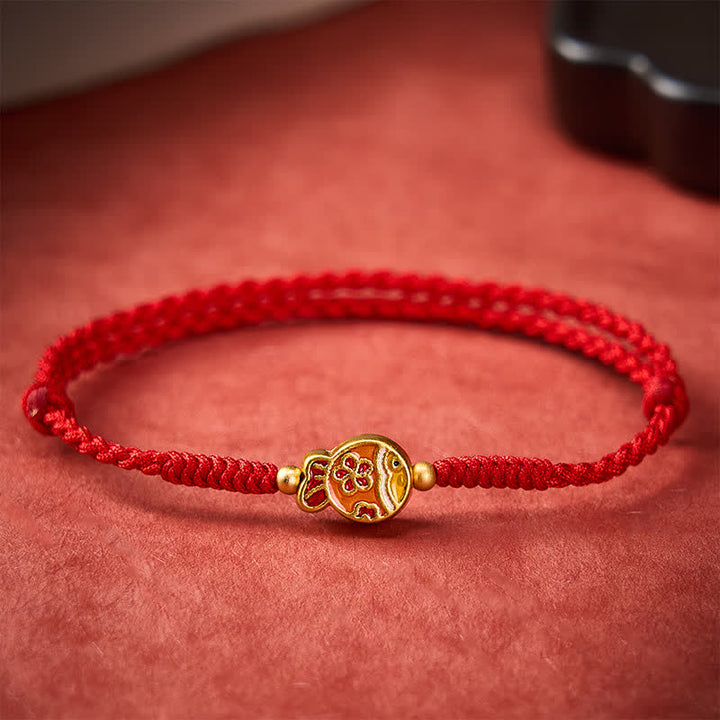 Buddha Stones Hand-Woven Flower Koi Fish Luck Red Rope Bracelet - image 9
