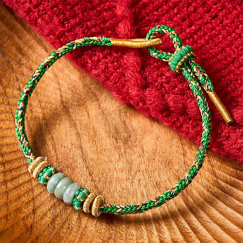 Buddha Stones Hand-Woven Luck Abacus Jade Beads String Bracelet - Green(Wrist Circumference: 5.9-7.5 in / 15-19cm) - image 0