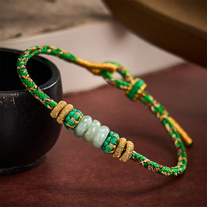 Buddha Stones Hand-Woven Luck Abacus Jade Beads String Bracelet - image 1
