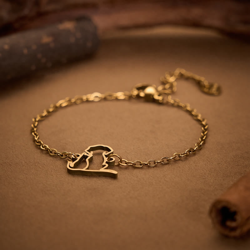 Buddha Stones Titanium Steel Minimalist Dog Cat Pendant Protection Chain Bracelet - image 1
