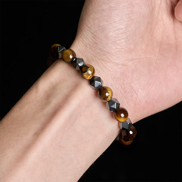 Buddha Stones Tiger Eye Hematite Faceted Strength Bracelet - image 14