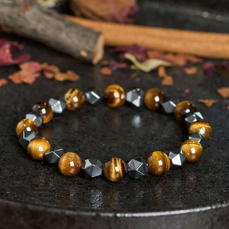 Buddha Stones Tiger Eye Hematite Faceted Strength Bracelet - image 10