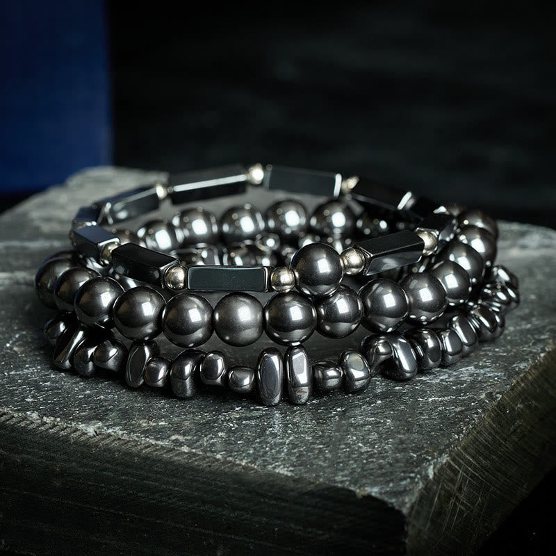 Buddha Stones 3pcs Hematite Powerful Bead Bracelet - image 1
