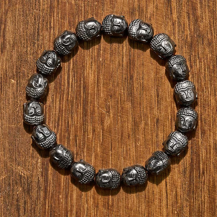 Buddha Stones Hematite Buddha Focus Beads Bracelet - Buddha(Compassion ♥ Serenity) - image 0