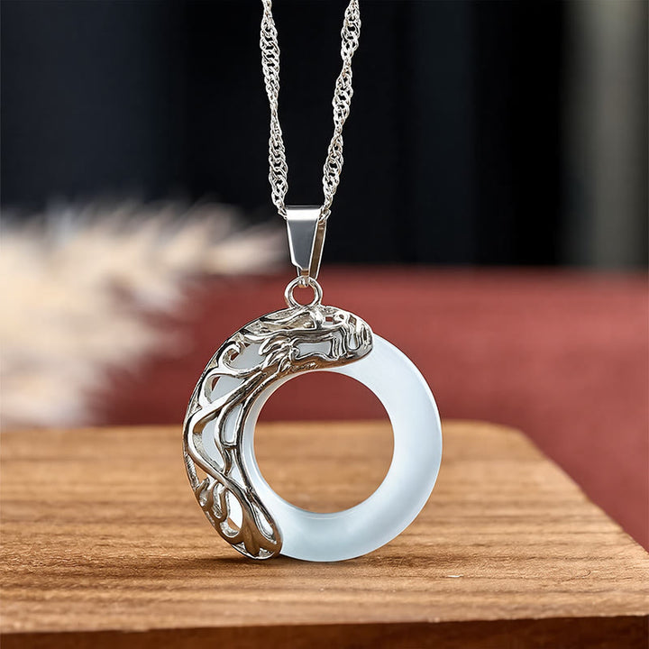 Buddha Stones Cat's Eye Dragon Peace Buckle Intuition Necklace - image 1