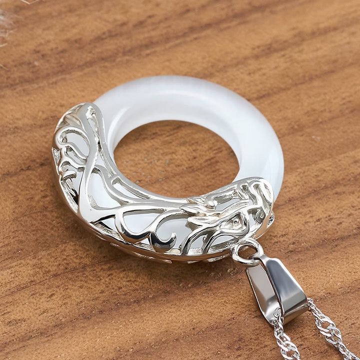 Buddha Stones Cat's Eye Dragon Peace Buckle Intuition Necklace - image 4