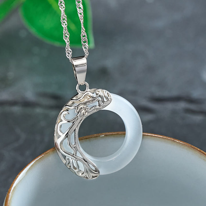 Buddha Stones Cat's Eye Dragon Peace Buckle Intuition Necklace - image 3