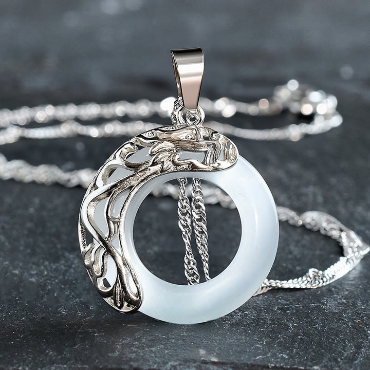 Buddha Stones Cat's Eye Dragon Peace Buckle Intuition Necklace - image 2