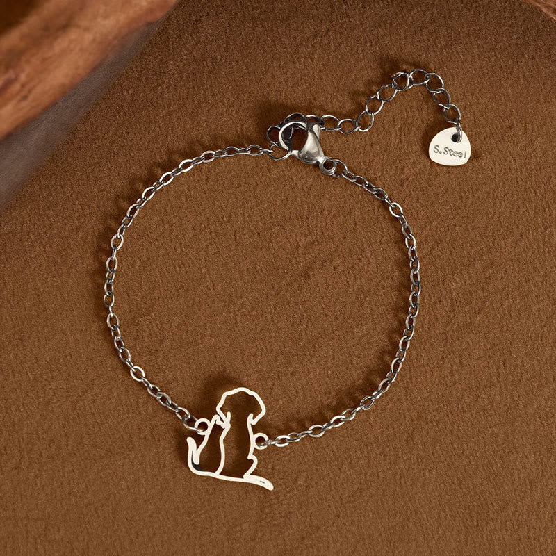 Buddha Stones Titanium Steel Minimalist Dog Cat Pendant Protection Chain Bracelet - Silver (Wrist Circumference: 14-17cm) - image 6