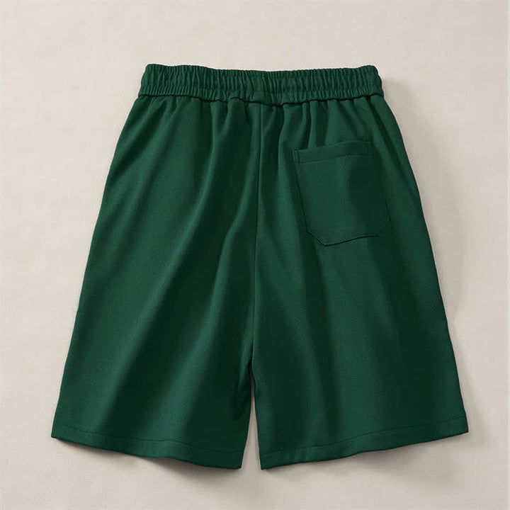 Buddha Stones Summer Boho Drawstring Elastic Waist Geometric Trim Men's Shorts With Pockets - image 3