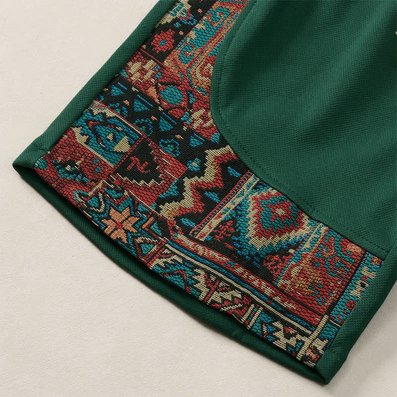 Buddha Stones Summer Boho Drawstring Elastic Waist Geometric Trim Men's Shorts With Pockets - image 8