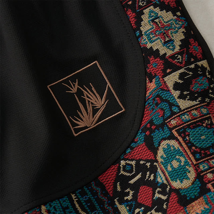 Buddha Stones Summer Boho Drawstring Elastic Waist Geometric Trim Men's Shorts With Pockets - image 19