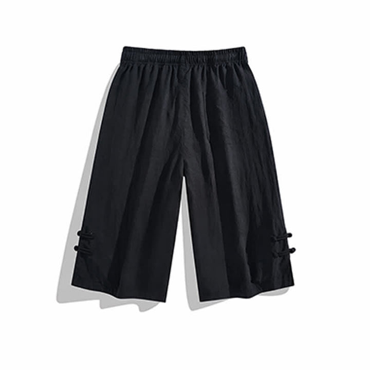 Buddha Stones Summer Casual Boho Drawstring Solid Half Pants Men's Straight Leg Pants With Pocket - image 14