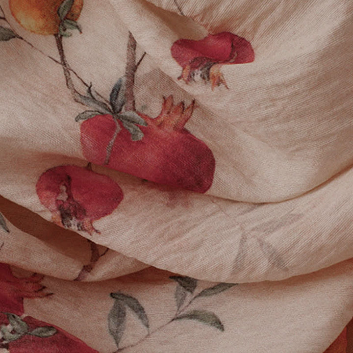 Buddha Stones Summer Tang Style Vintage Frog Button Pomegranate Print Women's Short Sleeve Shirts - image 10