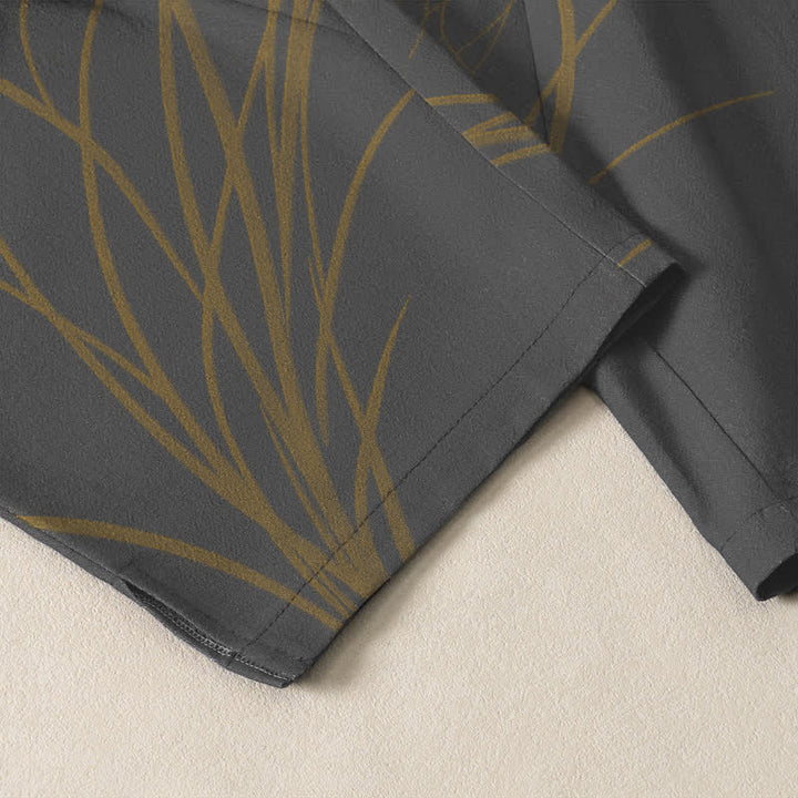 Buddha Stones Pure Cotton Flying Crane Lotus Pattern Drawstring Men's Tapered Pants With Pockets - image 5
