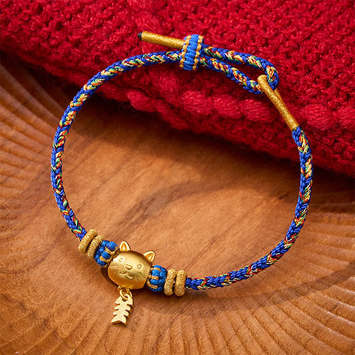 Buddha Stones Copper Cat Fish Multiple Colors String Balance Bracelet - Blue(Wrist Circumference: 5.5–6.3 in/14–16 cm) - image 10