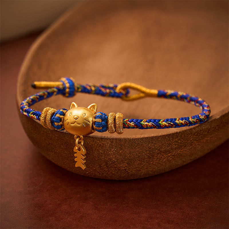 Buddha Stones Copper Cat Fish Multiple Colors String Balance Bracelet - image 12