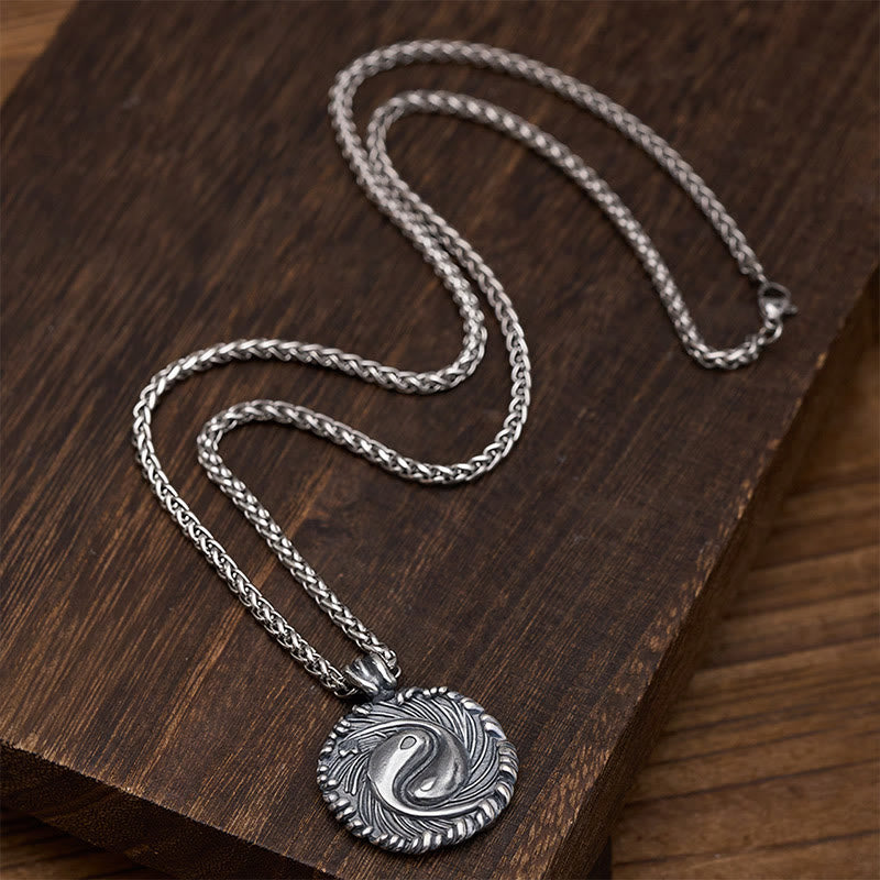 Buddha Stones Copper Yin Yang Koi Fish Balance Round Pendant Necklace - image 4