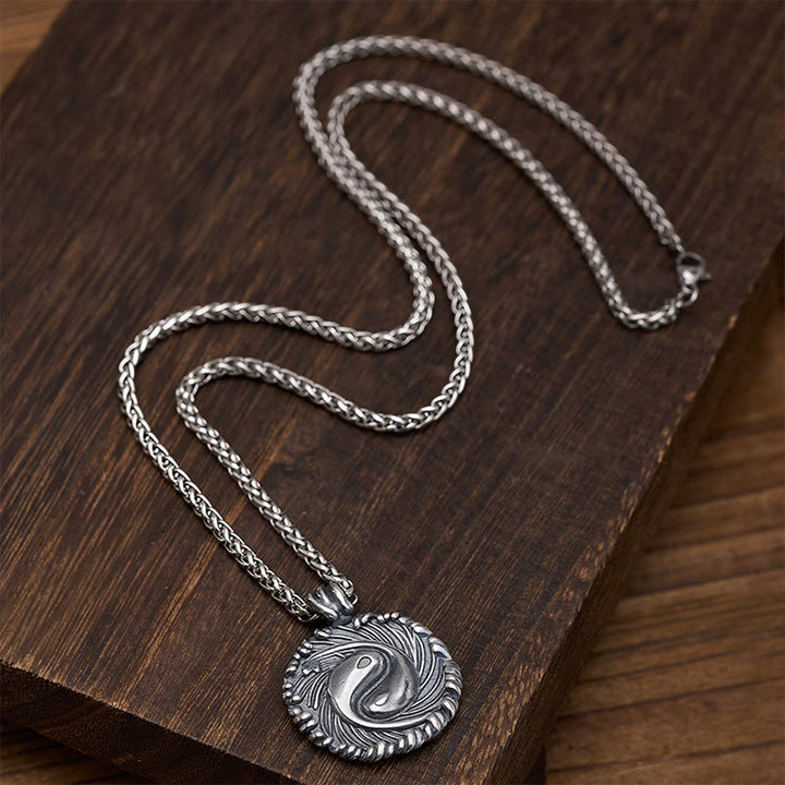 Buddha Stones Copper Yin Yang Koi Fish Balance Round Pendant Necklace - image 4