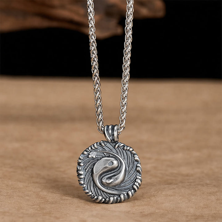 Buddha Stones Copper Yin Yang Koi Fish Balance Round Pendant Necklace - image 8