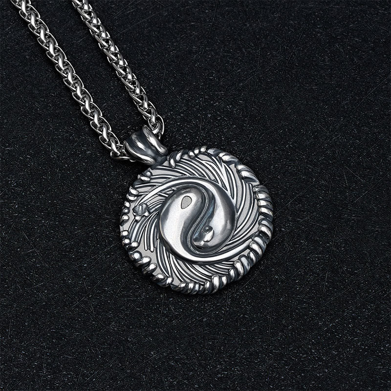 Buddha Stones Copper Yin Yang Koi Fish Balance Round Pendant Necklace - image 2