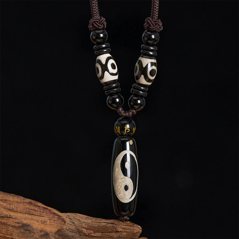 Buddha Stones Black Onyx Yin Yang Harmony Rope Necklace - image 3