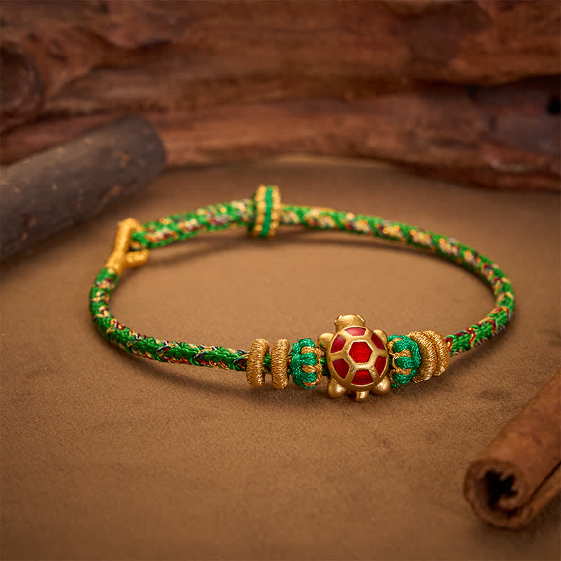 Buddha Stones Five Color Hand Woven String Longevity Turtle Protection Adjustable Bracelet - image 1