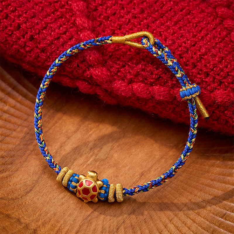 Buddha Stones Five Color Hand Woven String Longevity Turtle Protection Adjustable Bracelet - Blue(Wrist Circumference: 5.9–7.1 in/15–18 cm) - image 9