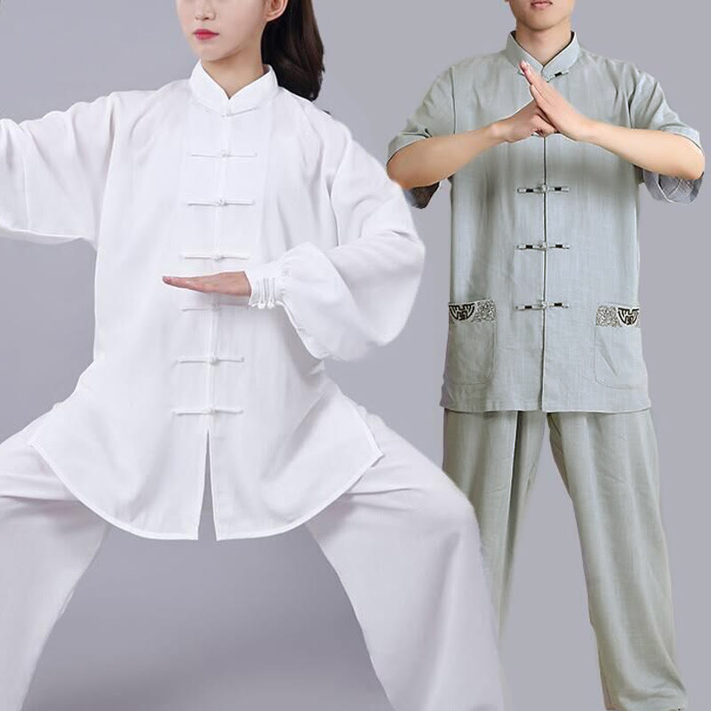 Buddha Stones Meditation Zen Prayer Spiritual Tai Chi Qigong Practice Unisex Embroidery Clothing Set - image 1