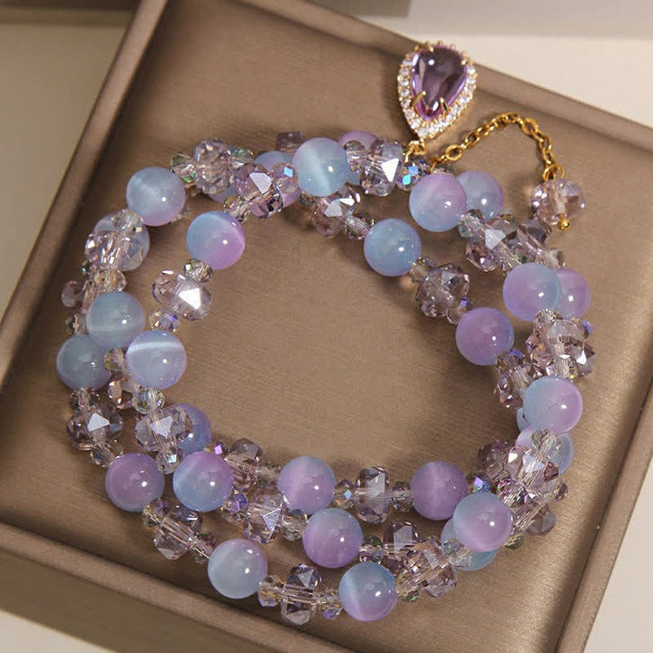 Buddha Stones Blue Gradient Cat's Eye Crystal Gourd Layered Support Bracelet - image 7