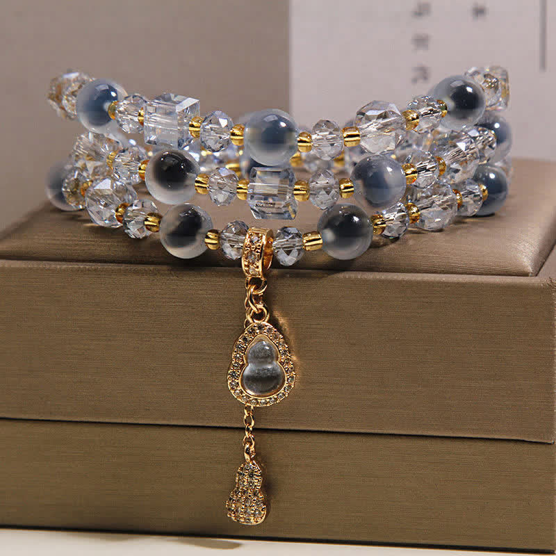 Buddha Stones Candy Agate Gourd Charm Triple Wrap Harmony Bracelet - image 1