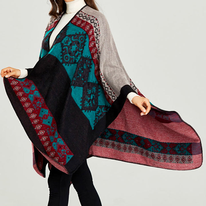 Buddha Stones Tibetan Shawl Diamond Pattern Winter Warm Cloak Scarf - image 18