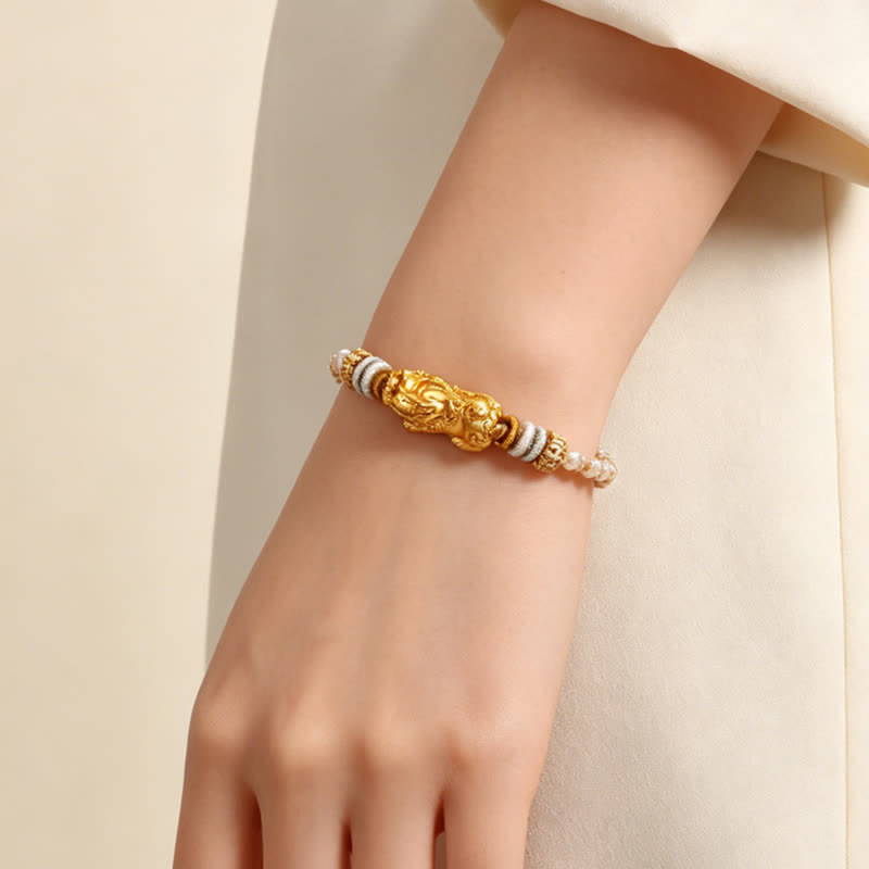 Buddha Stones White Agate Copper Pi Xiu Auspicioisness Hand-Woven Bracelet - image 10