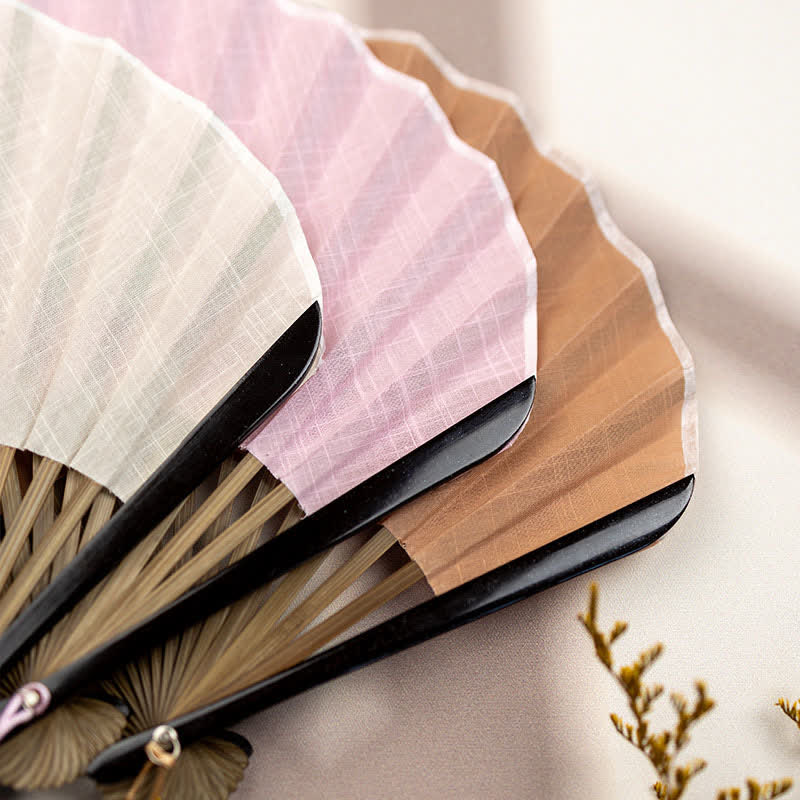 Buddha Stones Bamboo Folding Plain Fan with Tassel - image 10