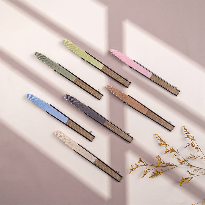 Buddha Stones Bamboo Folding Plain Fan with Tassel - image 12