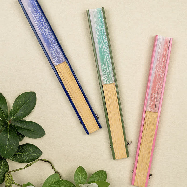 Buddha Stones Bamboo Fox Deer Forest Tassel Folding Fan - image 12