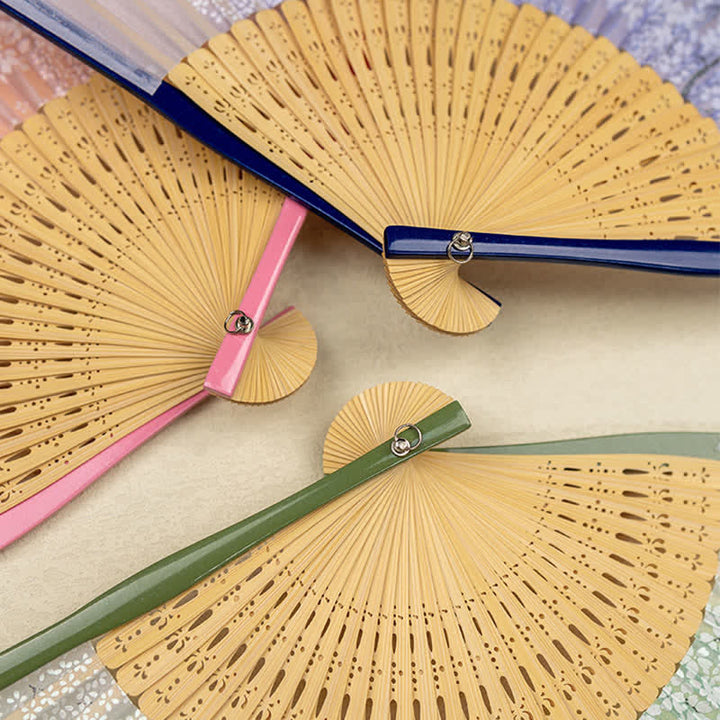 Buddha Stones Bamboo Fox Deer Forest Tassel Folding Fan - image 14