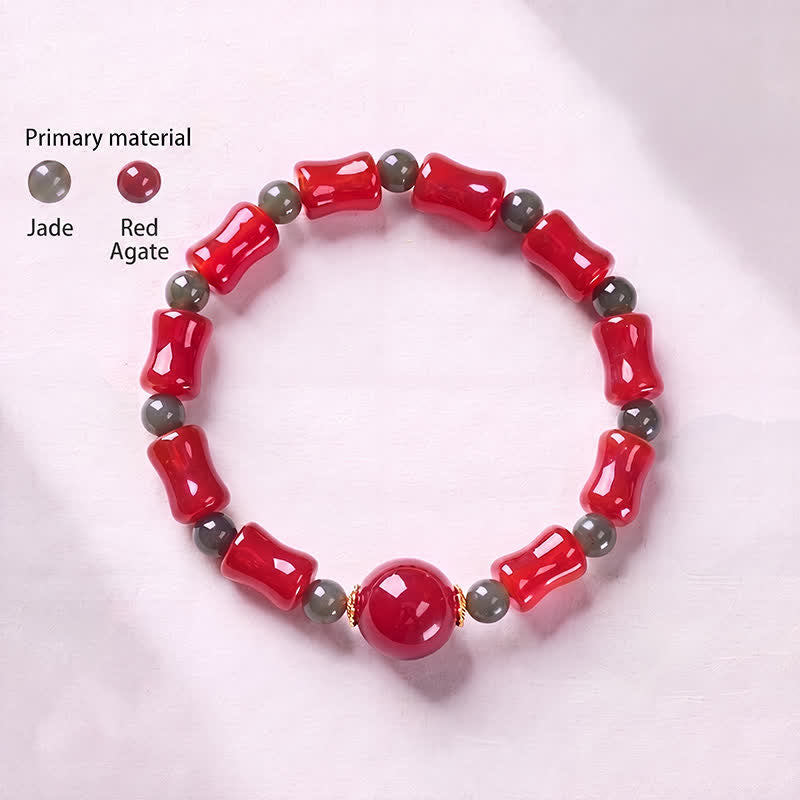 Buddha Stones New Chinese Red Agate Bamboo Design Growth Bracelet - image 2