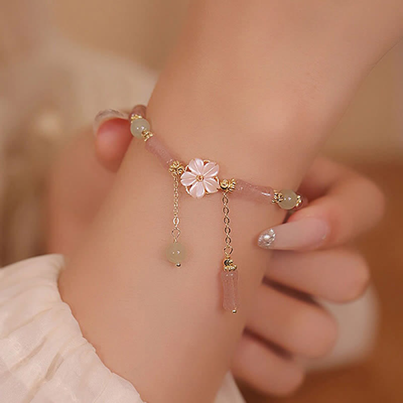 Buddha Stones Strawberry Quartz Bamboo Hetian Jade Romantic Bracelet - image 2