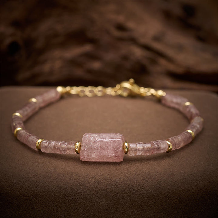 Buddha Stones Amethyst Amazonite Strawberry Quartz Sodalite Truth Faceted Cylinder Accent Bracelet - Strawberry Quartz(Wrist Circumference: 5.9–7.1 in / 15–18 cm) - image 8