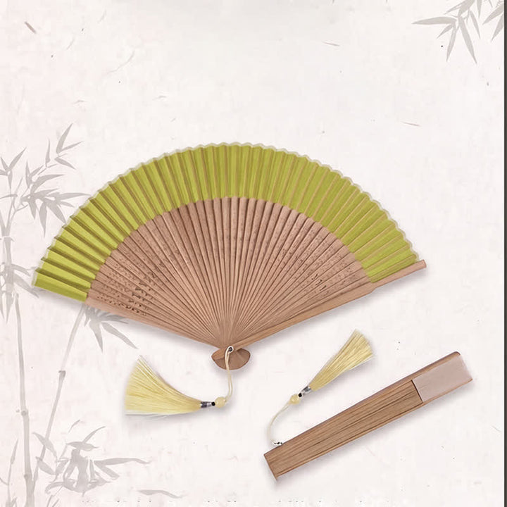 Buddha Stones Dual Tone Bamboo Folding Eastern Style Fan - image 3