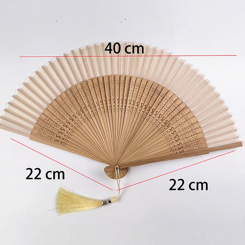 Buddha Stones Dual Tone Bamboo Folding Eastern Style Fan - image 8