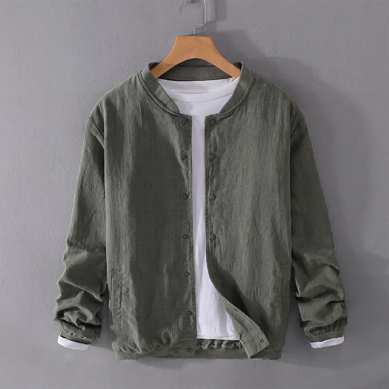Buddha Stones Spring Casual Minimalist Button-Up Solid Men's Jacket With Pockets - image 15