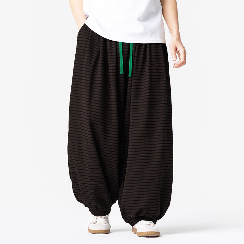 Buddha Stones Fall Casual Minimalist Drawstring Striped Design Ankle Pants Men's Straight Leg Pants With Pocket - image 1