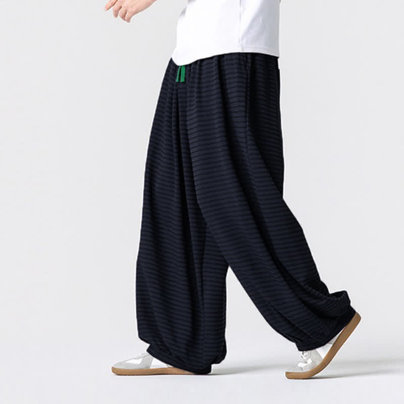 Buddha Stones Fall Casual Minimalist Drawstring Striped Design Ankle Pants Men's Straight Leg Pants With Pocket - image 12