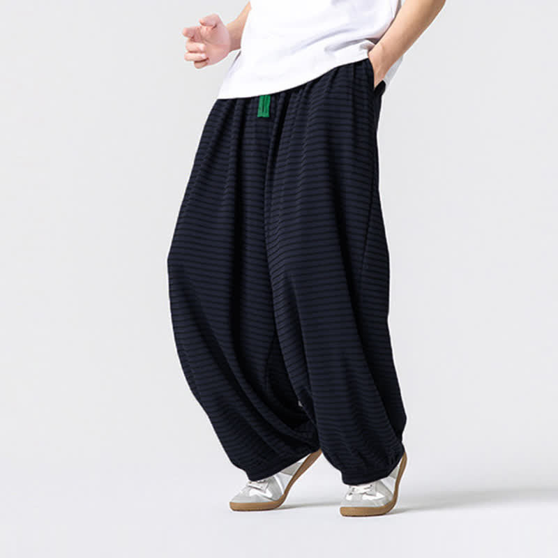 Buddha Stones Fall Casual Minimalist Drawstring Striped Design Ankle Pants Men's Straight Leg Pants With Pocket - image 14