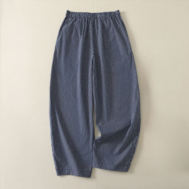 Buddha Stones Spring Summer Casual Vintage Plaid Ankle Pants Women's Straight Leg Pants With Pocket - image 1